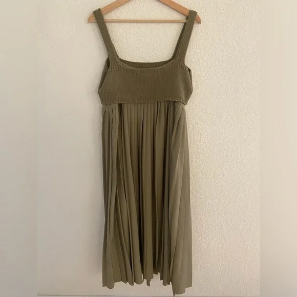 Anthropologie Mare Mare olive green Layered Tank Pleated Maxi Dress - Picture 3 of 6